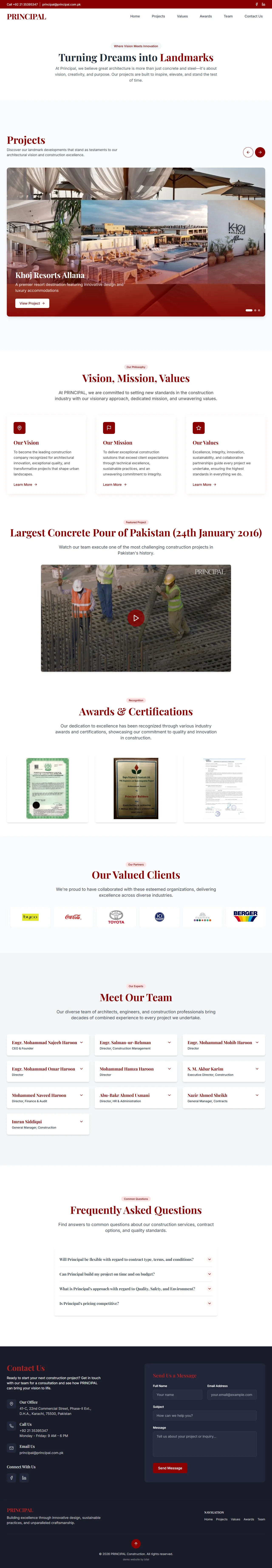 Principal architecture studio website