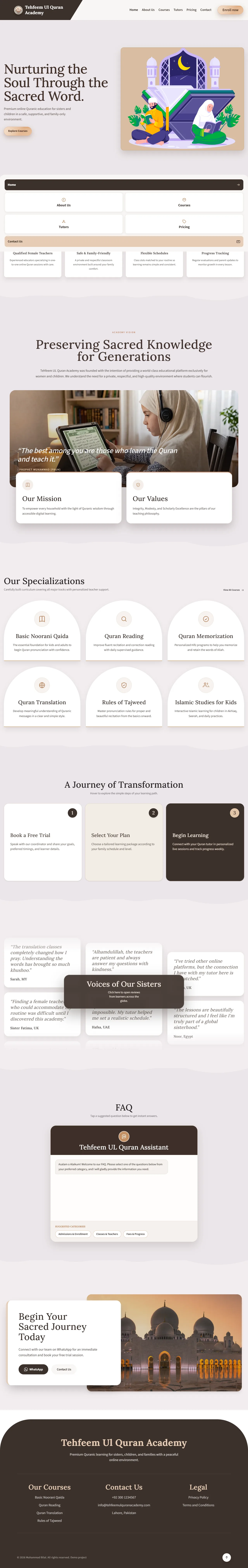 Tehfeem Ul Quran Academy website